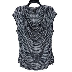 Worthington Women's Sleeveless Top Blouse Draped Neck Size 2X Black White